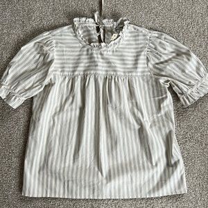 Madewell stripped top with ruffle collar and sleeve
